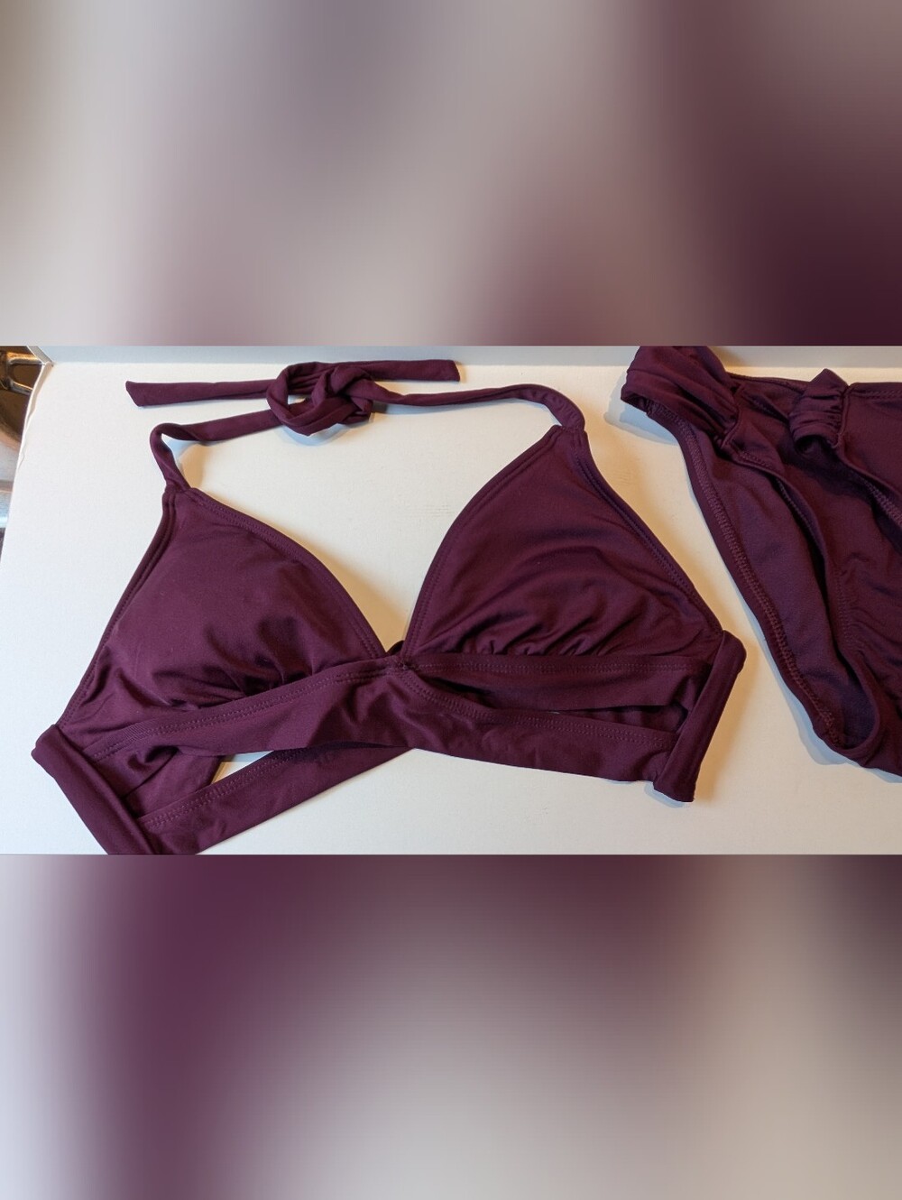 Kona Sol Deep Plum Triangle Top And Matching Bottom Bikini